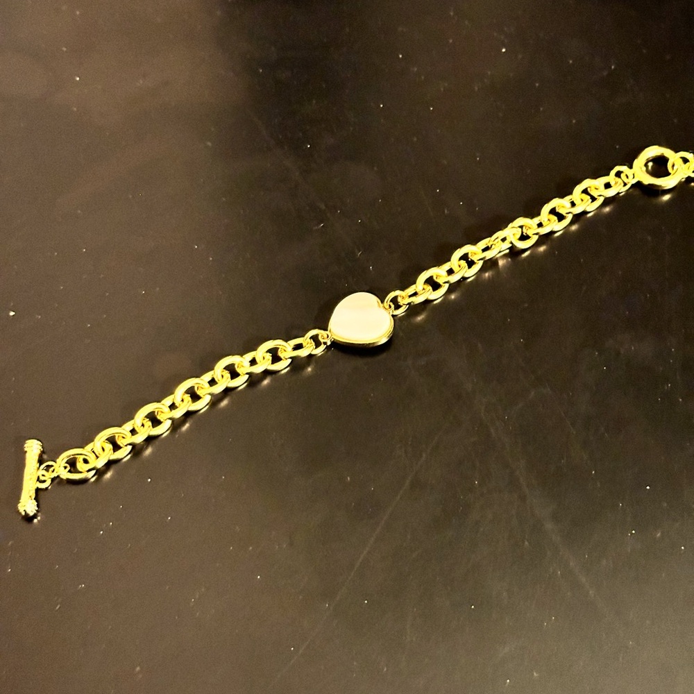 Rustic Cuff Heart and Chain Bracelet